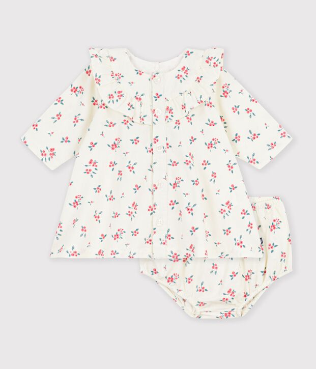 Robe b&eacute;b&eacute; en coton imprim&eacute; &agrave; fleurs &eacute;cru/multicouleur