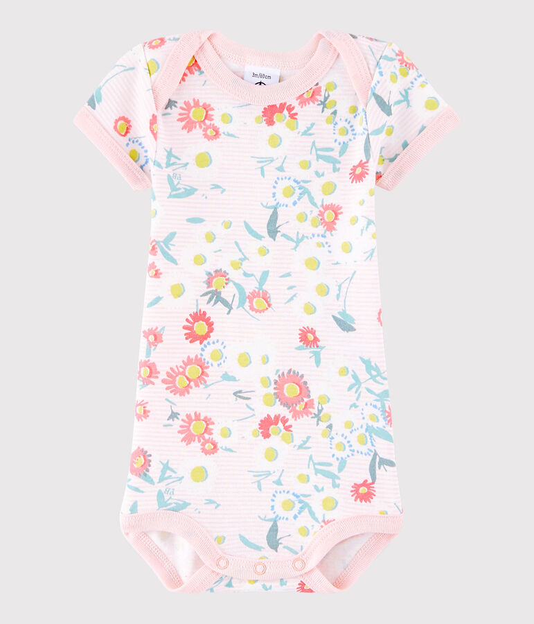 Body manches courtes b&eacute;b&eacute; fille wit MARSHMALLOW/roze MINOIS