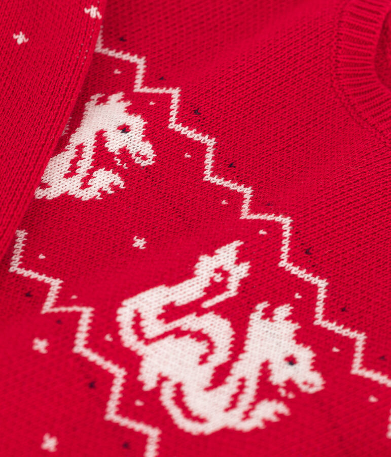 Jongenstrui in katoen en wol rood/multicouleur