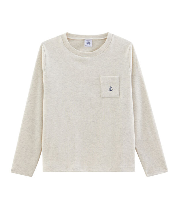 Tee-shirt manches longues enfant gar&ccedil;on beige chin&eacute;