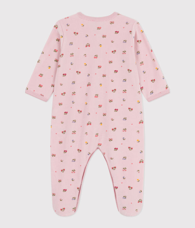 Pyjama b&eacute;b&eacute; en velours imprim&eacute; fleuri rose/multicouleur