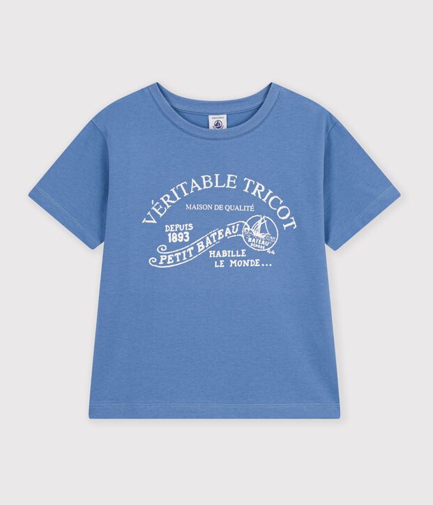 T-shirt met korte mouwen en print voor kinderen blauw