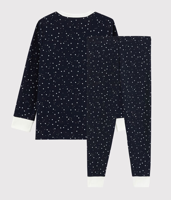 Pyjama à étoiles blanches enfant mixte en côte bleu SMOKING/blanc MARSHMALLOW