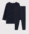 Pyjama à étoiles blanches enfant mixte en côte bleu SMOKING/blanc MARSHMALLOW
