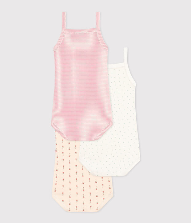 Lot de 3 bodies bretelles fleurs en coton b&eacute;b&eacute; multicouleur