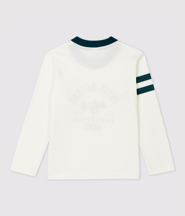 Tee-shirt manches longues en coton enfant gar&ccedil;on blanc