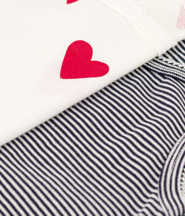 Set van 2 katoenen dameshemdjes met bandjes en hartjes multicouleur