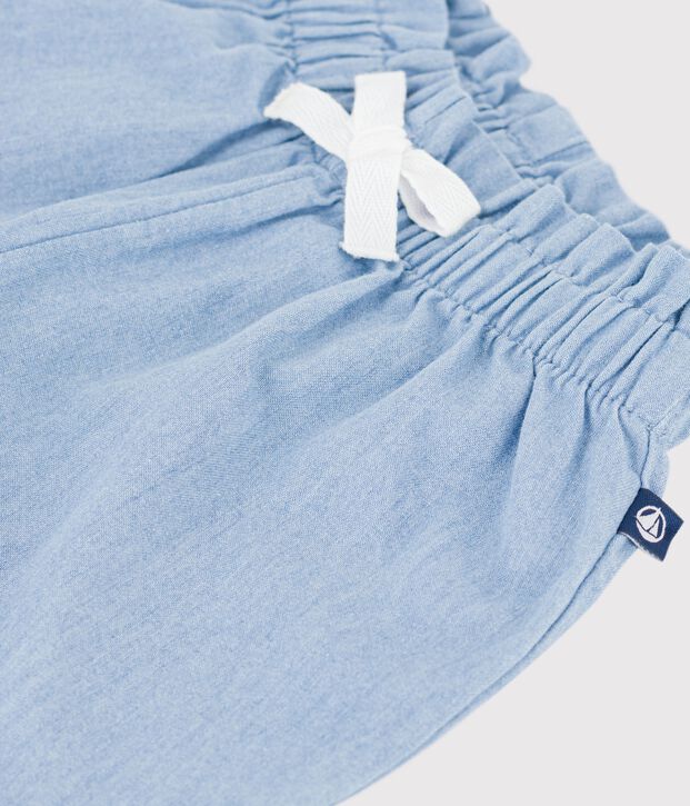 Babybroekje van chambray blauw