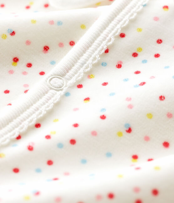 Dors-bien sans pieds à pois bébé fille en coton biologique blanc MARSHMALLOW/blanc MULTICO
