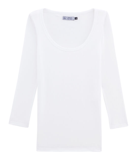Dames-t-shirt met driekwartmouwen wit ECUME