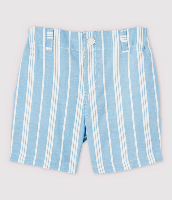 Short rayé en popeline bébé garçon bleu JASMIN/blanc MARSHMALLOW