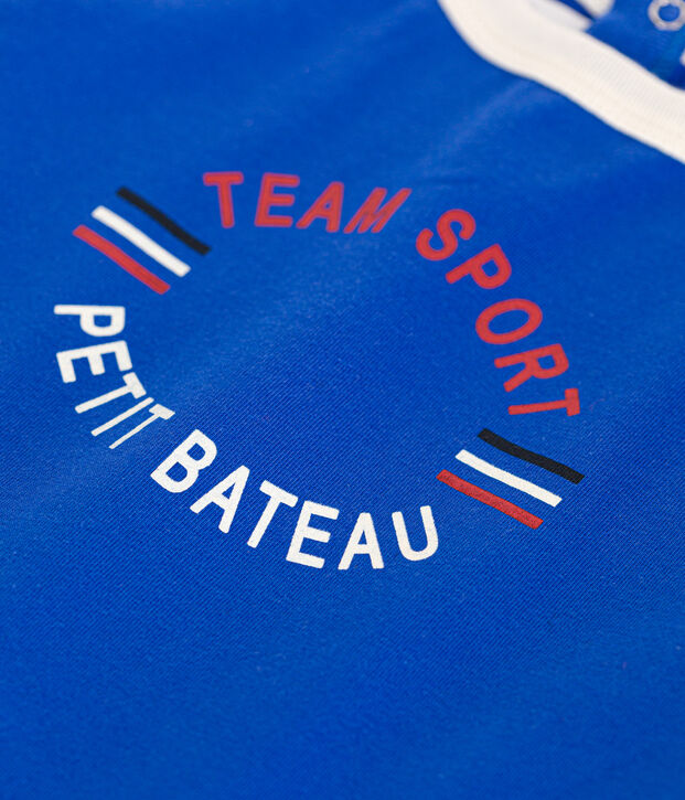 Tee-shirt manches courtes en jersey fin b&eacute;b&eacute; bleu
