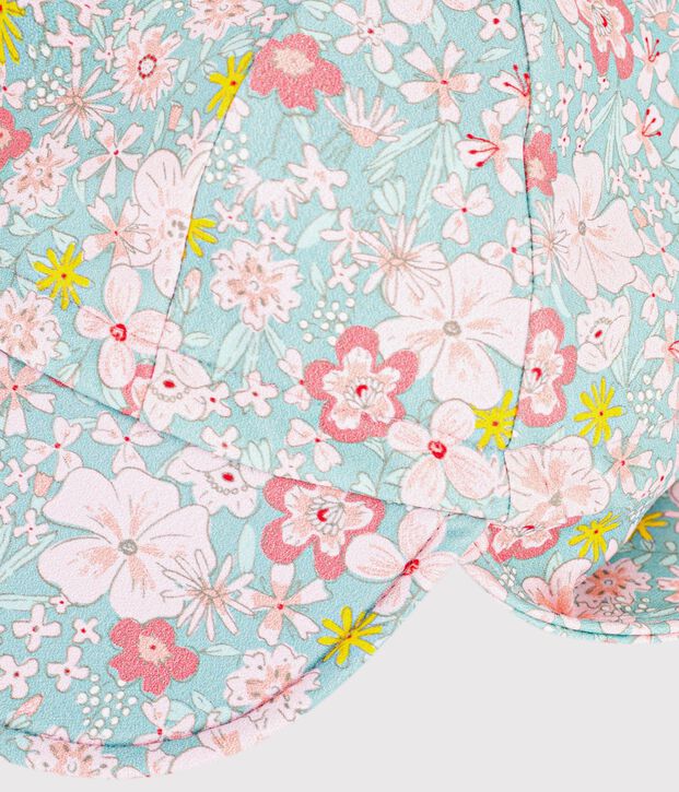 Babypet met uv-bescherming en bloemetjesprint blauw/multicouleur