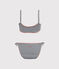 Maillot de bain 2 pièces fille bleu ABYSSE/blanc LAIT
