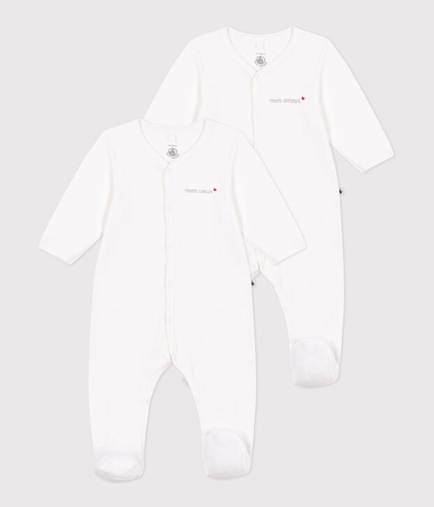 Setje babypyjama's van effen velours multicouleur