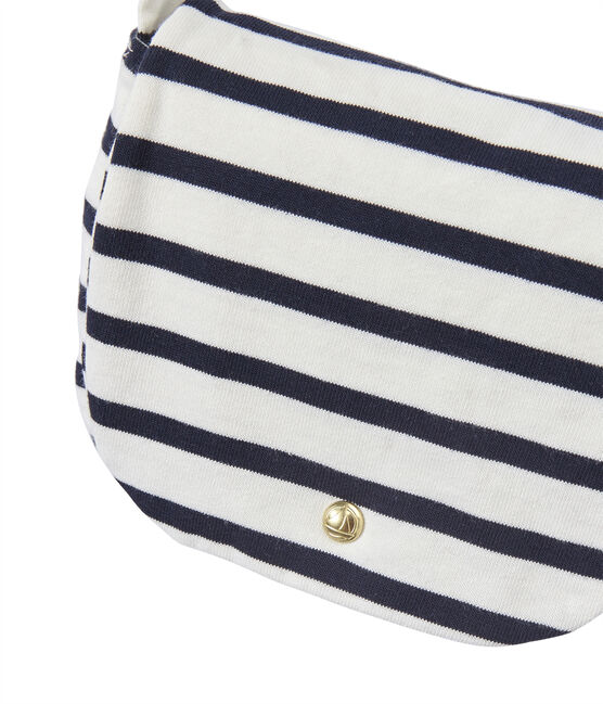 Gestreepte schoudertas voor meisjes wit MARSHMALLOW/blauw SMOKING