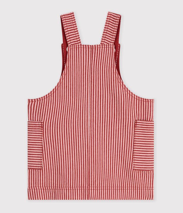 Robe b&eacute;b&eacute; sans manches en coton &agrave; rayures et badge c&oelig;ur rose/rose