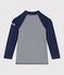 Kinderzwemshirt met uv-bescherming, lange mouwen en strepen blauw MEDIEVAL/wit MARSHMALLOW