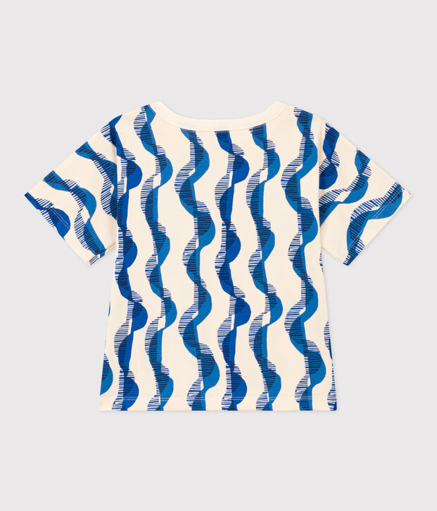 Katoenen T-shirt met korte mouwen voor meisjes ecru/multicouleur