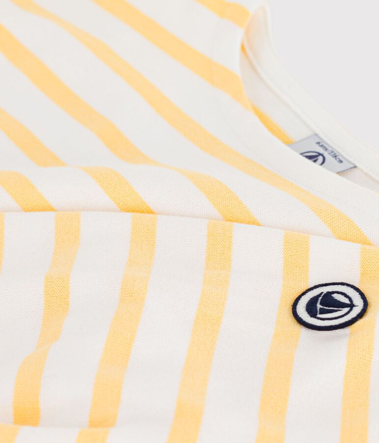 Katoenen gestreept marineshirt voor kinderen wit/geel