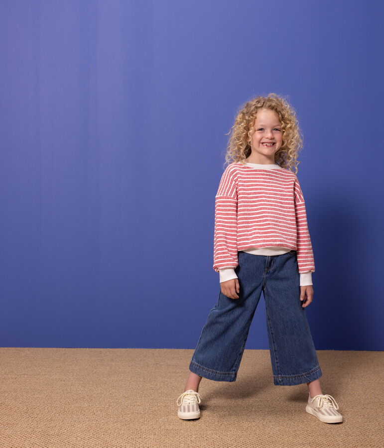 Sweatshirt ray&eacute; enfant fille / gar&ccedil;on blanc/rouge