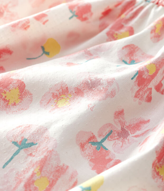 Korte popeline jumpsuit voor babymeisjes wit/multicouleur