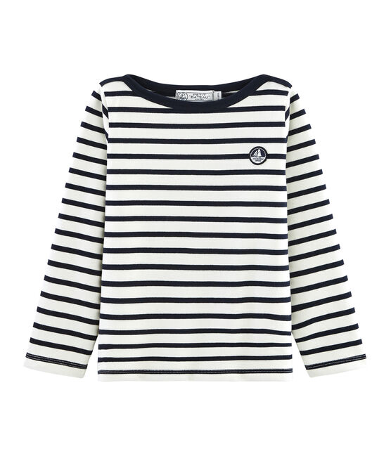 Marinière iconique enfant garçon beige COQUILLE/bleu SMOKING
