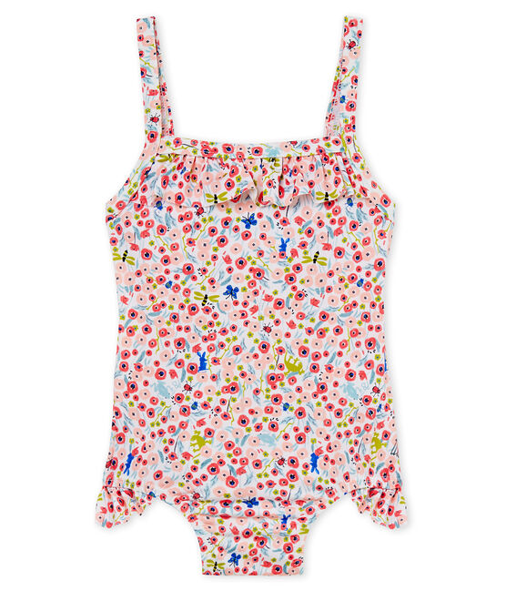 Maillot de bain 1 pièce bébé fille imprimé blanc MARSHMALLOW/blanc MULTICO