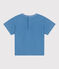 Effen katoenen T-shirt met korte mouwen voor baby's blauw ALASKA