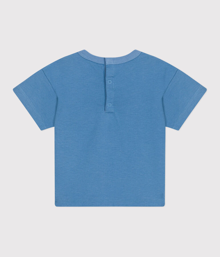 T-shirt b&eacute;b&eacute; en coton &agrave; manches courtes uni bleu