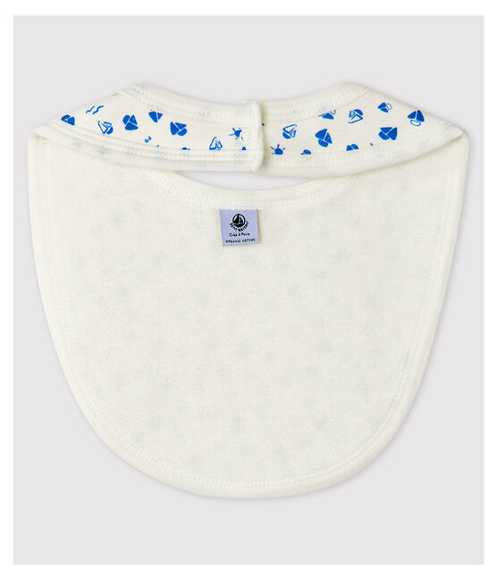Bavoir bébé en coton biologique blanc MARSHMALLOW/bleu COOL