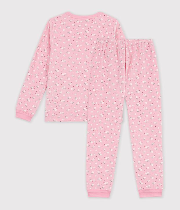 Pyjama enfant en velours imprim&eacute; rose/multicouleur