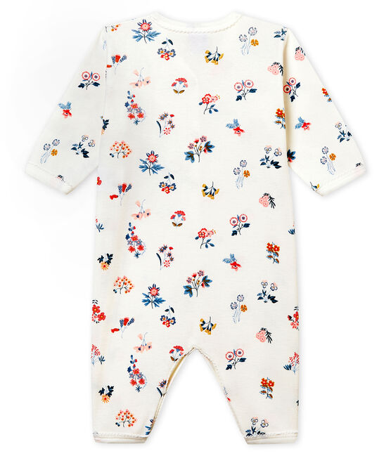 Dors bien sans pieds bébé fille en côte blanc MARSHMALLOW/blanc MULTICO