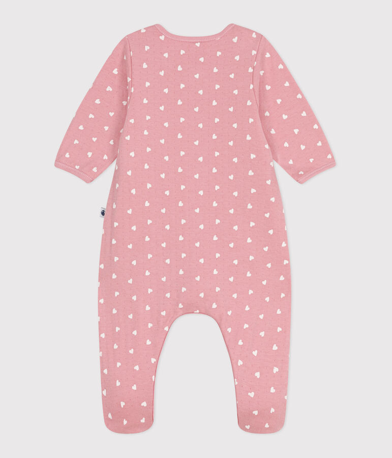 Bodyjama b&eacute;b&eacute; en tubique petits c&oelig;urs rose/blanc