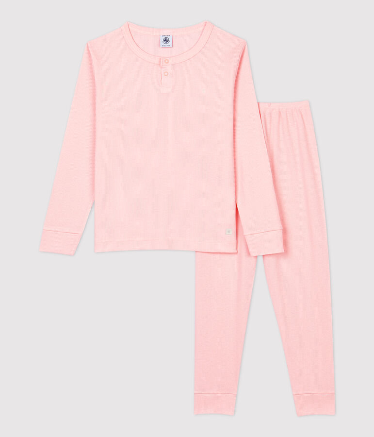 Pyjama uni  en coton et lyocell enfant rose