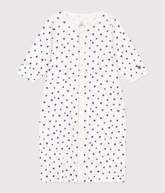 Combisac coeur en coton blanc MARSHMALLOW/ NEWBLEU