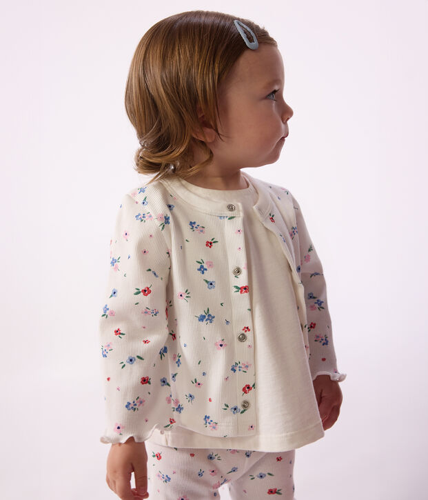 Katoenen babyvestje met bloemenprint wit/multicouleur