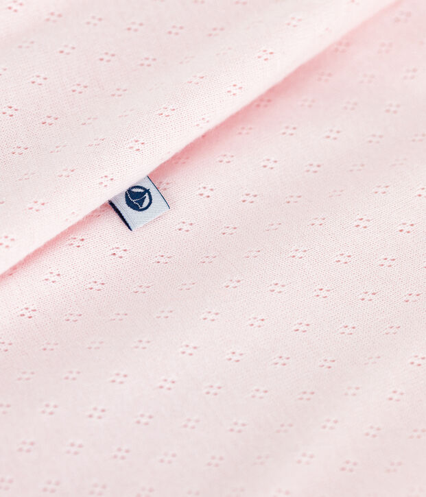 Combinaison courte b&eacute;b&eacute; en coton uni rose clair