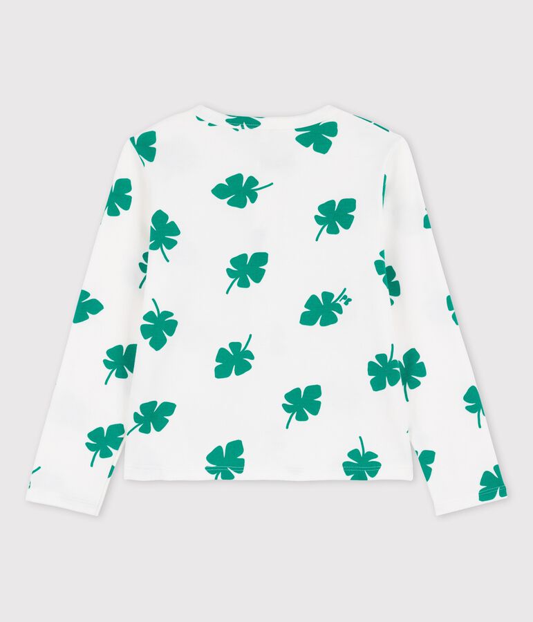 Cardigan imprim&eacute; en molleton enfant fille blanc/vert