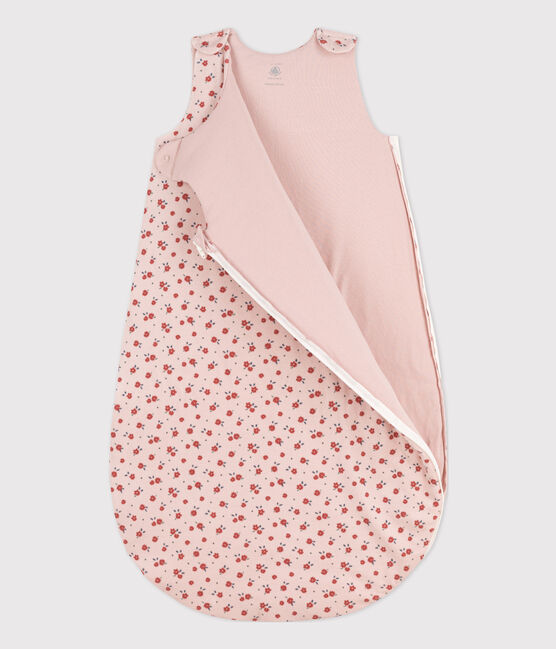 FLUWELEN TRAPPELZAKJE MET BLOEMEN VOOR BABY'S TOG 2 roze SALINE/wit MULTICO