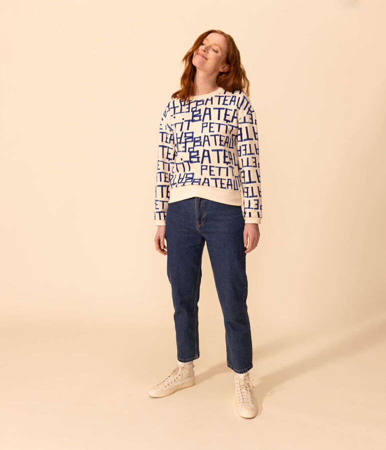 Sweatshirt en molleton Femme &eacute;cru/multicouleur