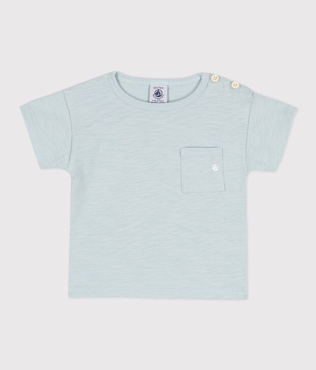 T-shirt met korte mouwen in gevlamde jersey voor babyjongens. groen