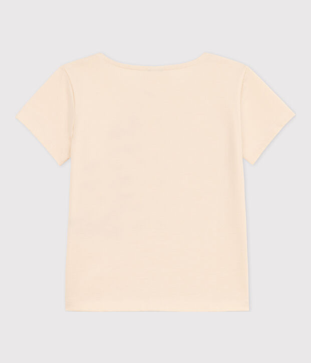 Tee-shirt floqu&eacute; manches courtes enfant fille &eacute;cru