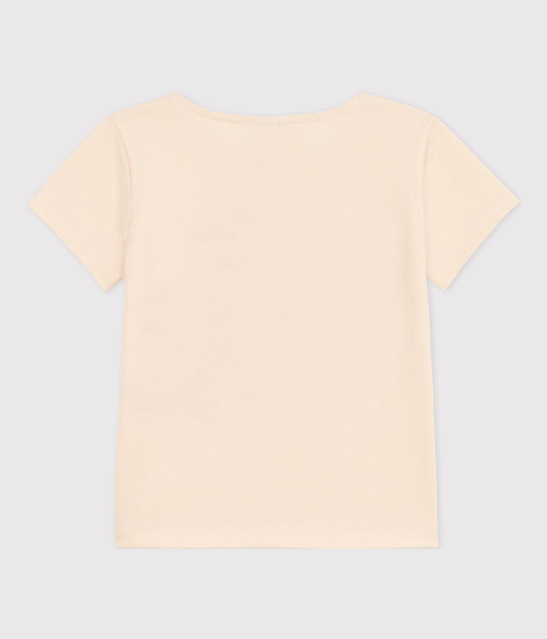 Tee-shirt floqu&eacute; manches courtes enfant fille &eacute;cru