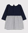 Robe manches longues bébé bimatière bleu SMOKING/blanc ECUME