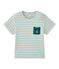 Gestreept T-shirt met korte mouwen voor babyjongens wit FETA/groen ADVENTURE