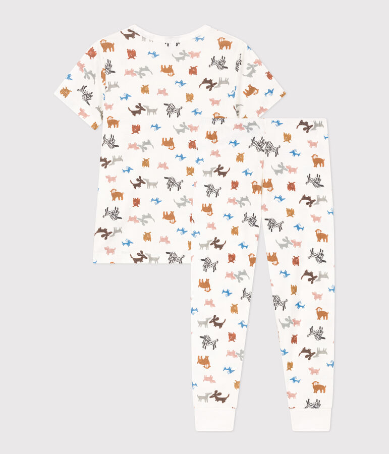 Pyjama manches courtes en coton enfant blanc/multicouleur