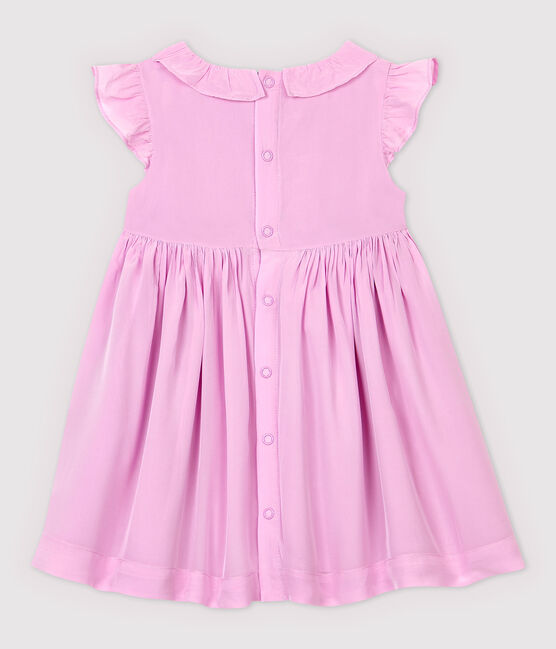 Robe manches courtes en crêpe bébé fille rose BOHEME
