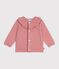 Effen babyvestje in tricot van wol en katoen met kraagje roze