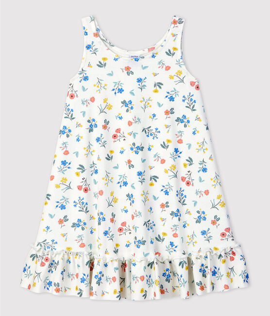 Robe sans manche en coton enfant fille blanc MARSHMALLOW/blanc MULTICO